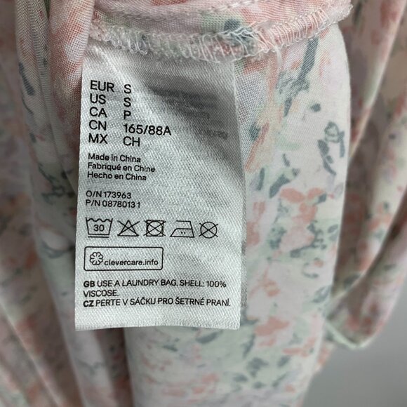 H&M Dress Floral Print Button Down Midi V Neck Short Sleeve - Picture 8 of 12